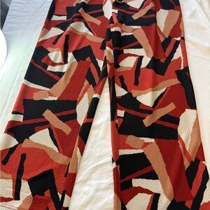 Soho Red and Black Abstract Wide Leg Pants